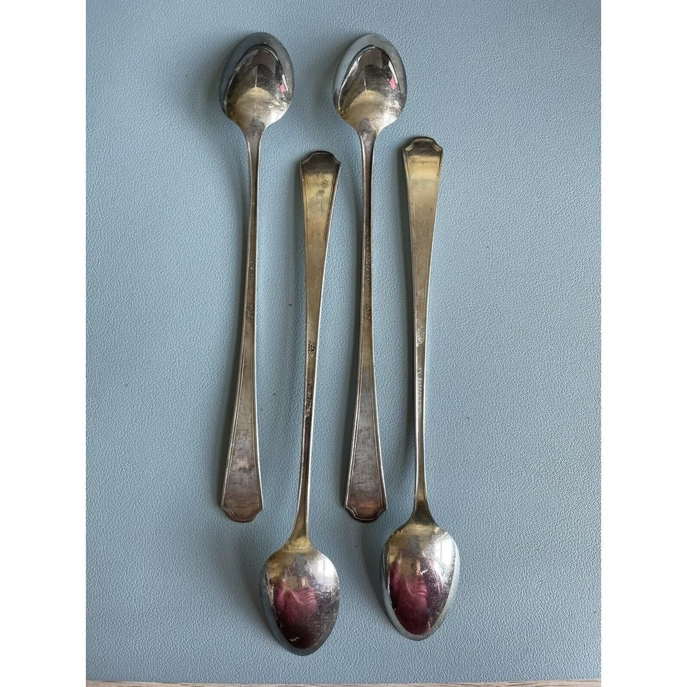 4 Pcs Wm.Rogers AA Oneida Ltd. Berkeley Silverplate Iced Tea Spoon